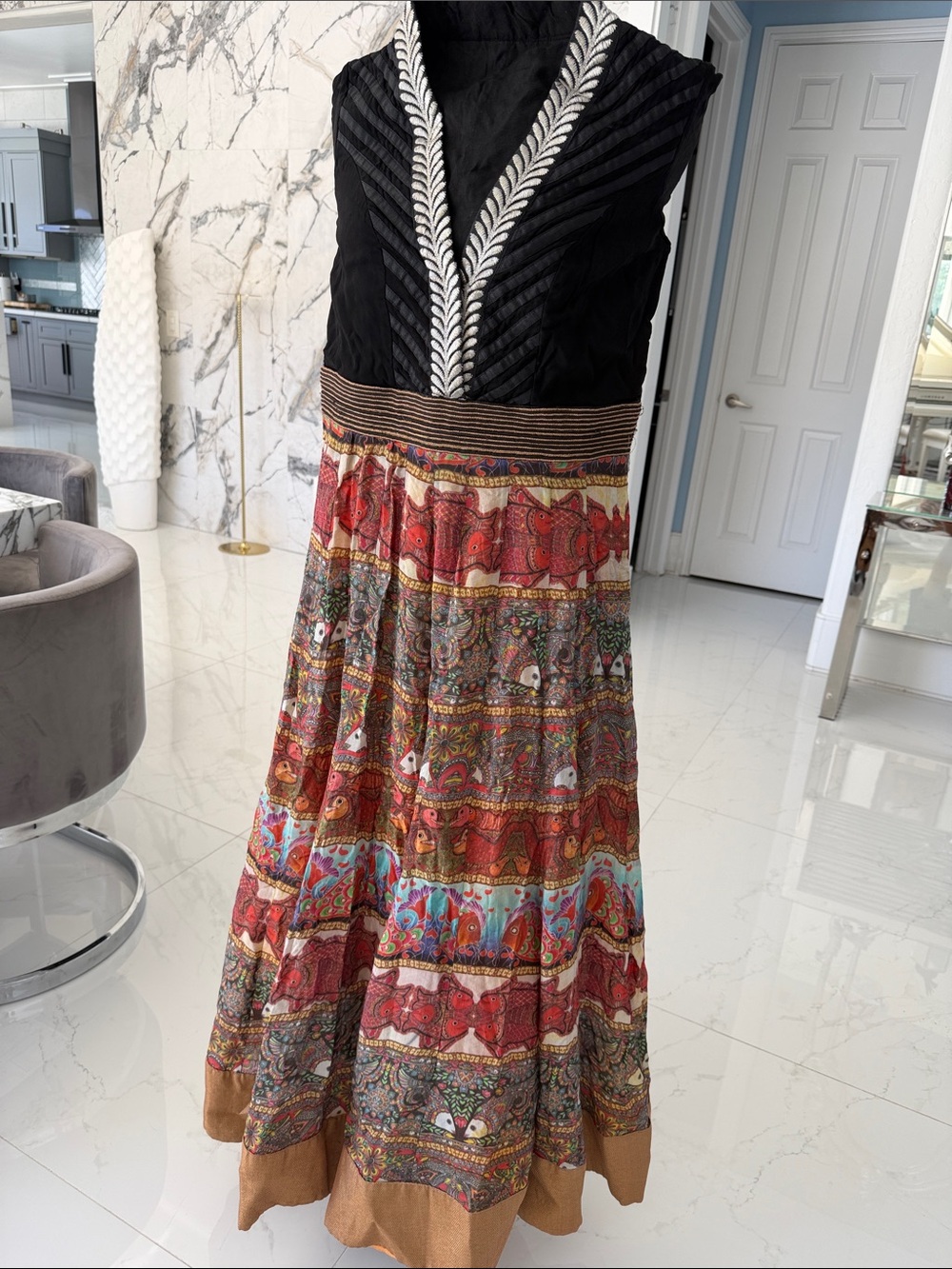 Indian Multi-Color Printed Maxi dress